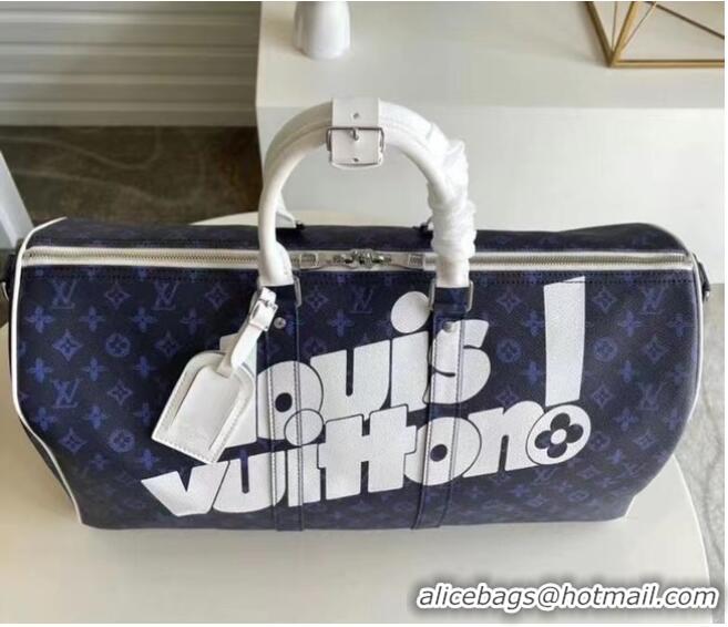 Buy Discount Louis Vuitton KEEPALL BANDOULIERE 55 M45874 Blue