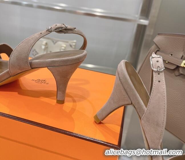 Discount Hermes Suede Crystal Heeled Sandals 7cm 061192 Grey 2021