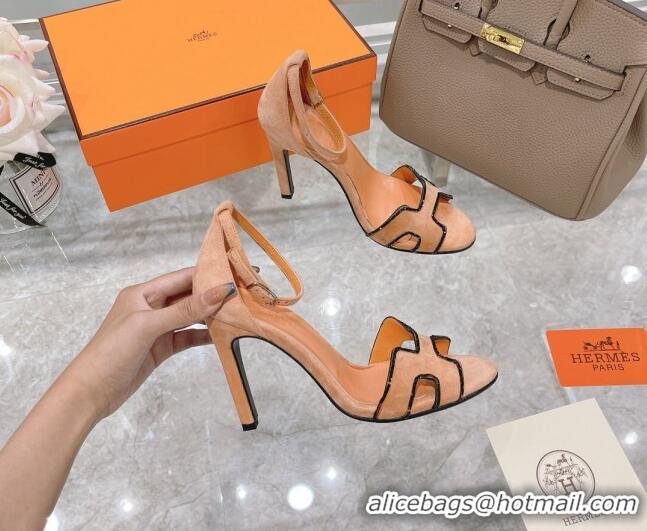 Hot Style Hermes Premiere Crystal H Heel 10.5cm Sandals 070201 Orange