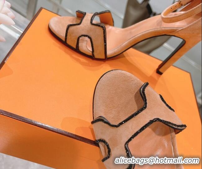 Hot Style Hermes Premiere Crystal H Heel 10.5cm Sandals 070201 Orange