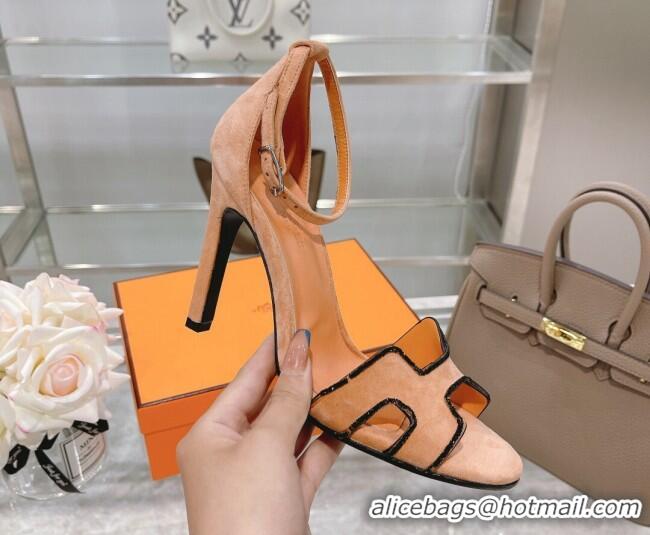 Hot Style Hermes Premiere Crystal H Heel 10.5cm Sandals 070201 Orange