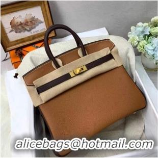 Top Grade Hermes Birkin Bag Original Leather 35CM Color matching 17888 Brown&Dark Brown