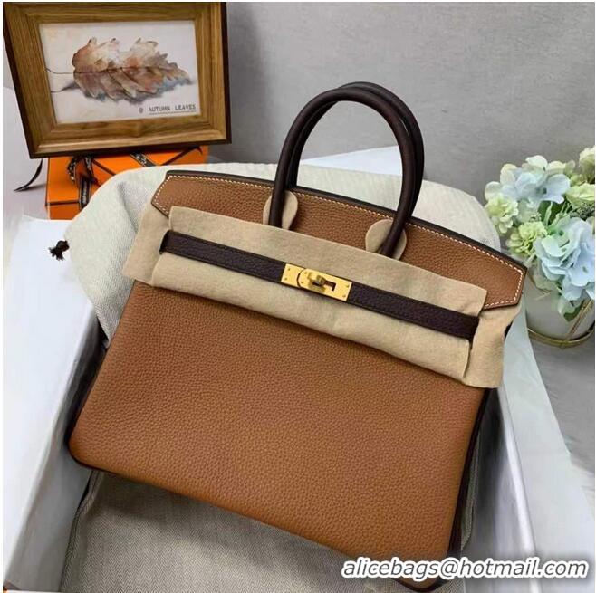 Top Grade Hermes Birkin Bag Original Leather 35CM Color matching 17888 Brown&Dark Brown