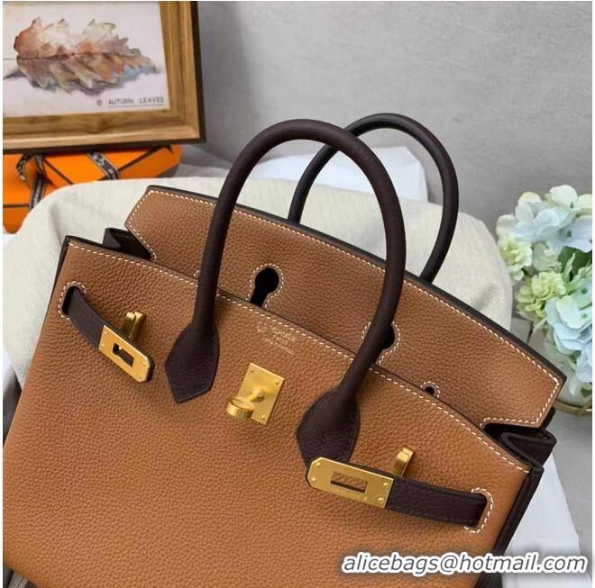 Top Grade Hermes Birkin Bag Original Leather 35CM Color matching 17888 Brown&Dark Brown