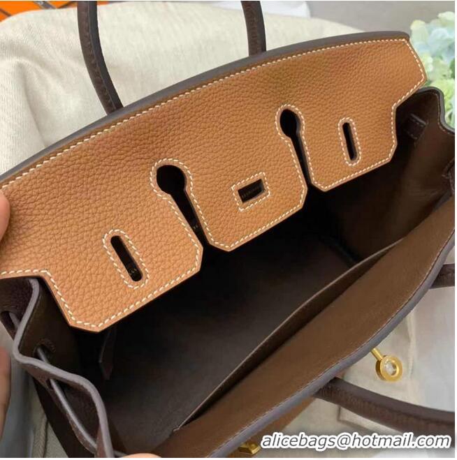 Top Grade Hermes Birkin Bag Original Leather 35CM Color matching 17888 Brown&Dark Brown