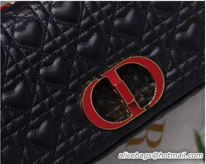 Low Cost MEDIUM DIORAMOUR DIOR CARO BAG Cannage Calfskin with Heart Motif M9242WNG BLACK