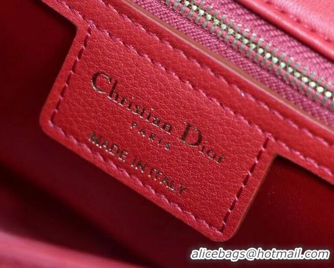 Classic Grade MEDIUM DIORAMOUR DIOR CARO BAG Cannage Calfskin with Heart Motif M9242WNG Bright Red