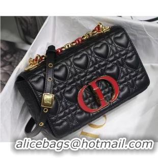 Good Price SMALL DIORAMOUR DIOR CARO BAG Cannage Calfskin with Heart Motif M9241WN BLACK