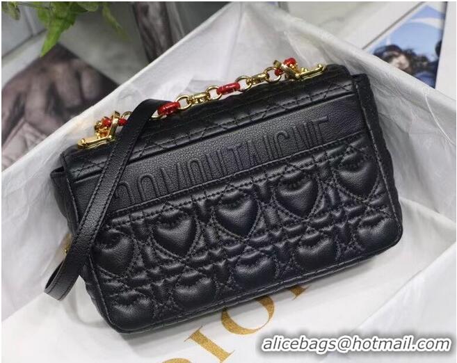 Good Price SMALL DIORAMOUR DIOR CARO BAG Cannage Calfskin with Heart Motif M9241WN BLACK