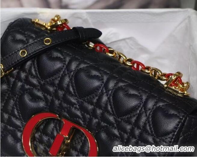 Good Price SMALL DIORAMOUR DIOR CARO BAG Cannage Calfskin with Heart Motif M9241WN BLACK