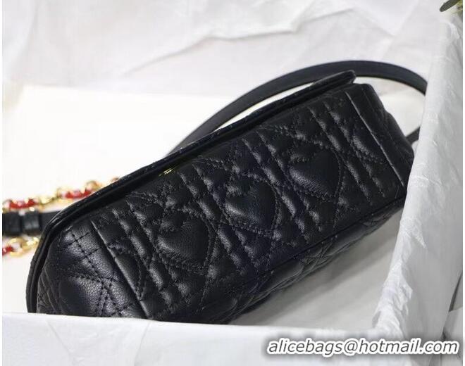 Good Price SMALL DIORAMOUR DIOR CARO BAG Cannage Calfskin with Heart Motif M9241WN BLACK