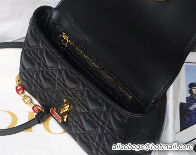 Good Price SMALL DIORAMOUR DIOR CARO BAG Cannage Calfskin with Heart Motif M9241WN BLACK