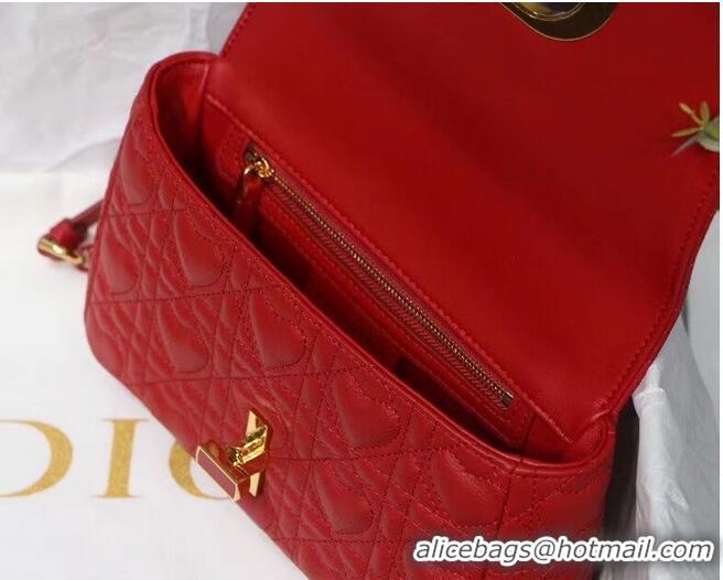 Discount SMALL DIORAMOUR DIOR CARO BAG Cannage Calfskin with Heart Motif M9241WN RED