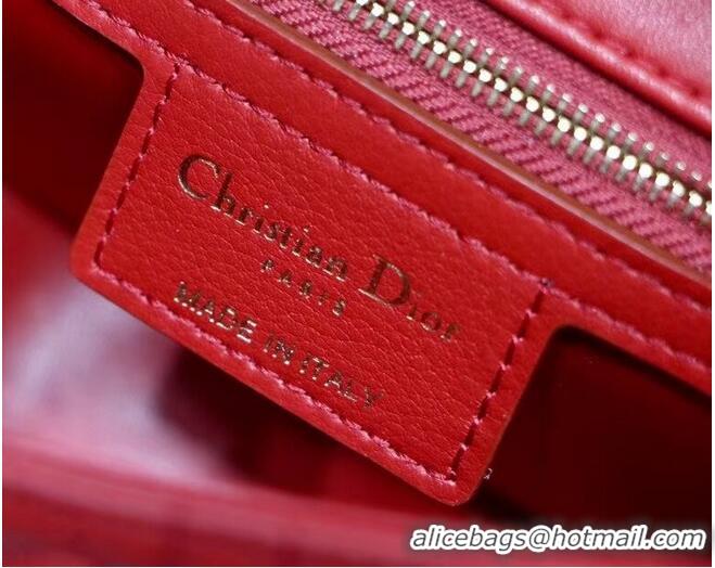 Discount SMALL DIORAMOUR DIOR CARO BAG Cannage Calfskin with Heart Motif M9241WN RED