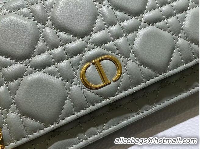 Market Sells DIOR CARO BELT POUCH WITH CHAIN Supple Cannage Calfskin S5091UW GREY