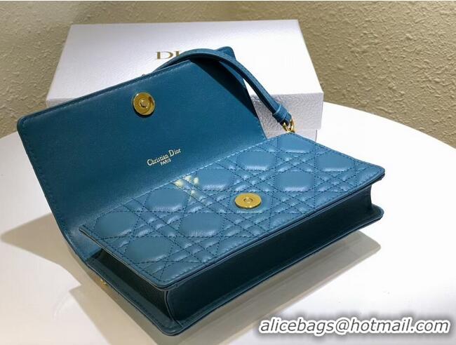 Spot Bulk DIOR CARO BELT POUCH WITH CHAIN Supple Cannage Calfskin S5091UW BLUE