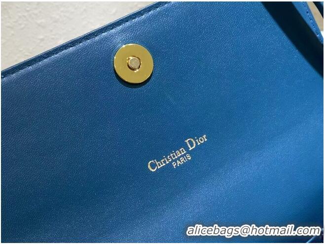 Spot Bulk DIOR CARO BELT POUCH WITH CHAIN Supple Cannage Calfskin S5091UW BLUE