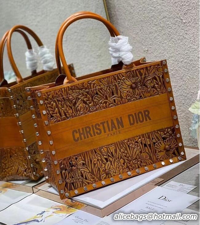 Top Quality DIOR BOOK TOTE Multicolor Embroidery M1296ZR-17 YELLOW