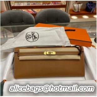 Classic Grade Hermes Kelly 31cm Clutch Original Epsom Leather KL31 Brown