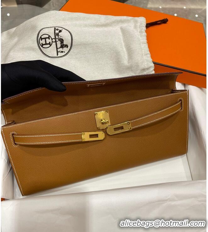 Classic Grade Hermes Kelly 31cm Clutch Original Epsom Leather KL31 Brown