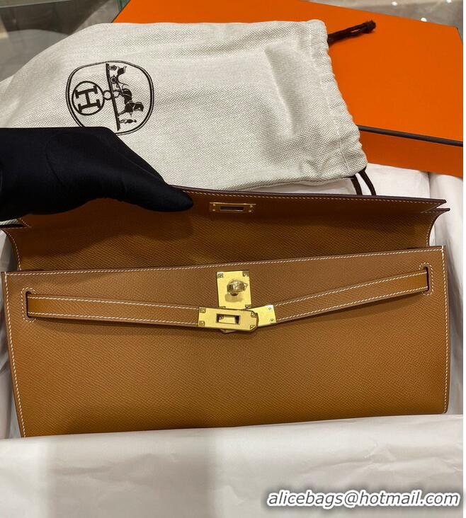 Classic Grade Hermes Kelly 31cm Clutch Original Epsom Leather KL31 Brown