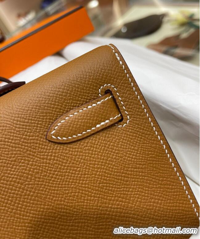 Classic Grade Hermes Kelly 31cm Clutch Original Epsom Leather KL31 Brown