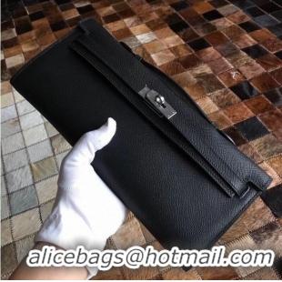 Good Taste Hermes Kelly 31cm Clutch Original Epsom Leather KL31 Black