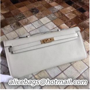 Good Looking Hermes Kelly 31cm Clutch Original Epsom Leather KL31 White