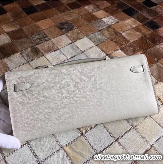 Good Looking Hermes Kelly 31cm Clutch Original Epsom Leather KL31 White