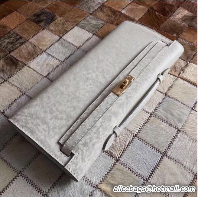 Good Looking Hermes Kelly 31cm Clutch Original Epsom Leather KL31 White