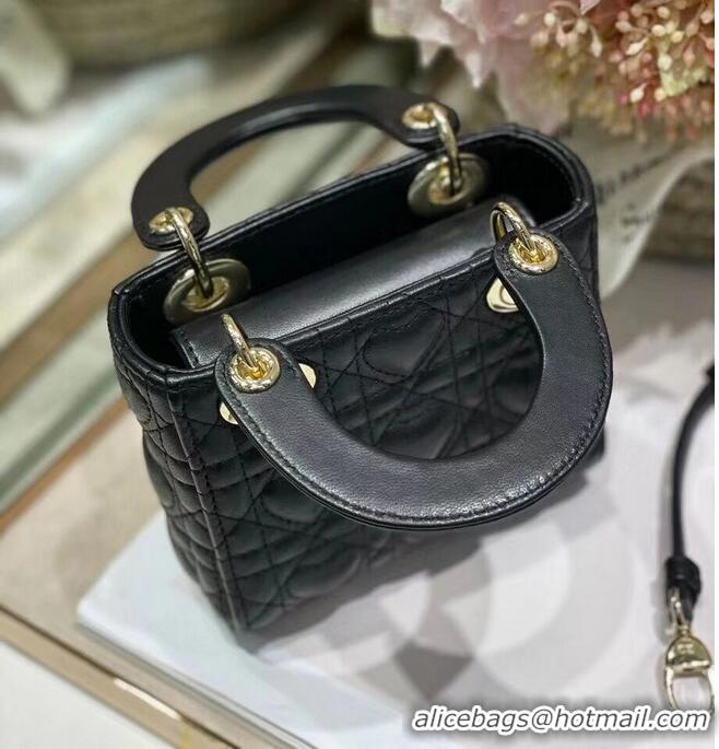 Super Quality MICRO DIORAMOUR LADY DIOR BAG black Cannage Lambskin with Heart Motif S0856ON