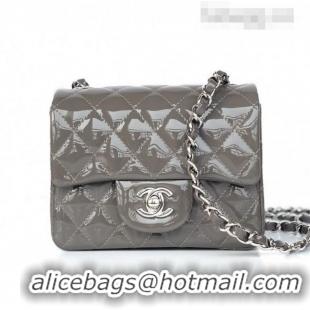 Buy Inexpensive Chanel Quilted Patent Leather Mini Square Flap Bag A1115 Gray/Silver 2020