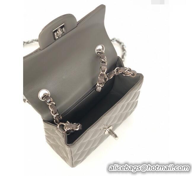 Buy Inexpensive Chanel Quilted Patent Leather Mini Square Flap Bag A1115 Gray/Silver 2020