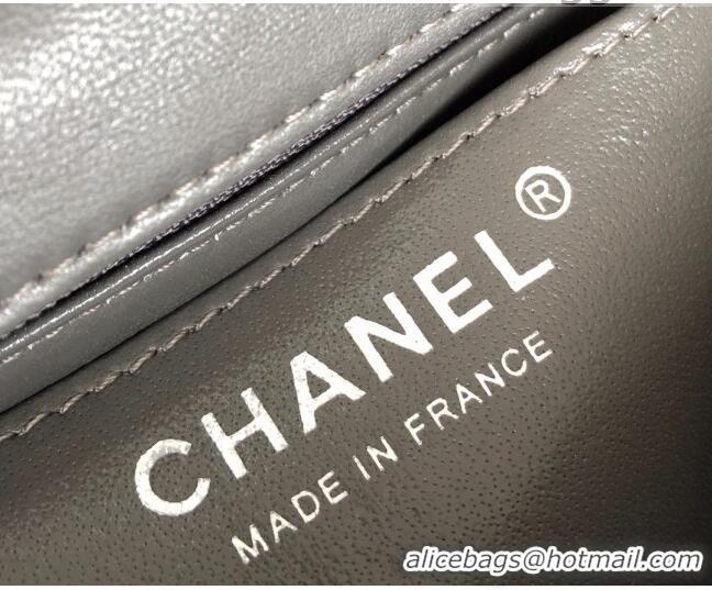 Buy Inexpensive Chanel Quilted Patent Leather Mini Square Flap Bag A1115 Gray/Silver 2020