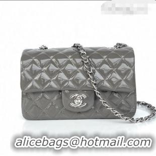 Reasonable Price Chanel Quilted Patent Leather Small 20cm Flap Bag A1116 Gray/Silver 2020