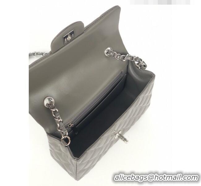 Reasonable Price Chanel Quilted Patent Leather Small 20cm Flap Bag A1116 Gray/Silver 2020