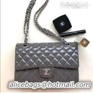 Promotional Chanel Patent Calfskin Medium Classic Flap Bag A1112 Grey/Silver