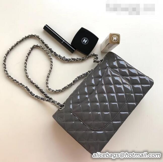 Promotional Chanel Patent Calfskin Medium Classic Flap Bag A1112 Grey/Silver