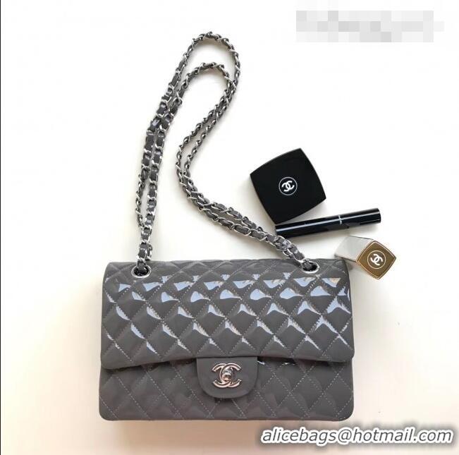 Promotional Chanel Patent Calfskin Medium Classic Flap Bag A1112 Grey/Silver