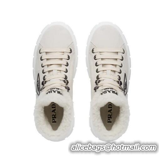 New Discount Prada Suede Lace-up Booties 1T490M White