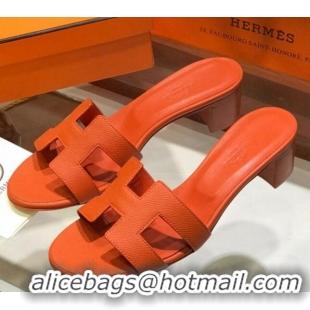 Purchase Hermes Santorini Epsom Calfskin Classic H Heeled Slide Sandals 070525