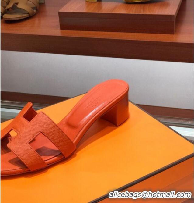 Purchase Hermes Santorini Epsom Calfskin Classic H Heeled Slide Sandals 070525