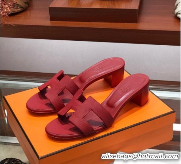 Most Popular Hermes Santorini Epsom Calfskin Classic H Heeled Slide Sandals 070526