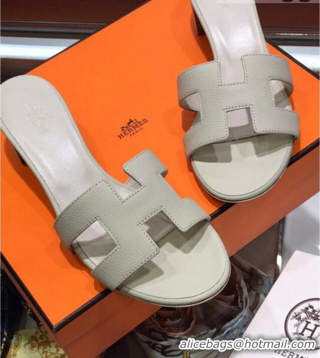 Good Quality Hermes Santorini Epsom Calfskin Classic H Heeled Slide Sandals 070529