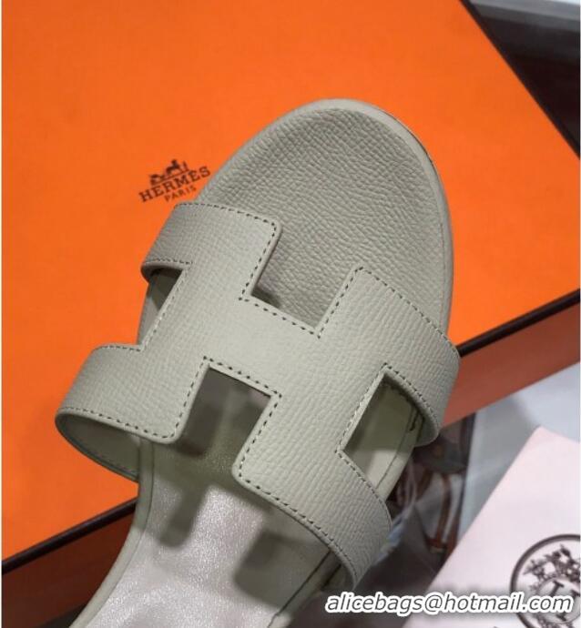 Good Quality Hermes Santorini Epsom Calfskin Classic H Heeled Slide Sandals 070529