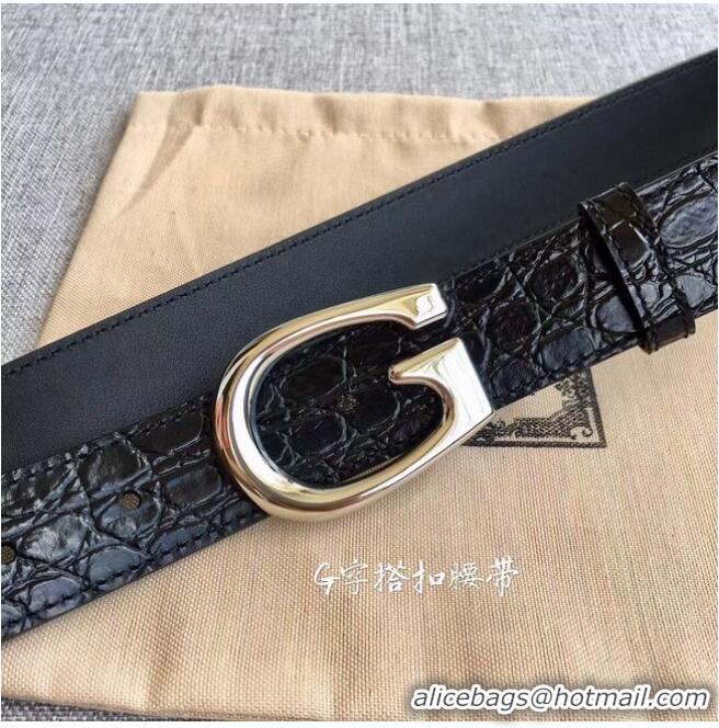 Inexpensive Gucci Thin belt with G buckle 655566 leather