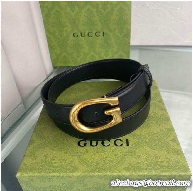 Stylish Classic Gucci Thin belt with G buckle 655567 leather