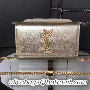 ​Grade Saint Laurent Large Monogram Tassel Satchel Shoulder Bag 354121 Glitter Metallic Light Gold