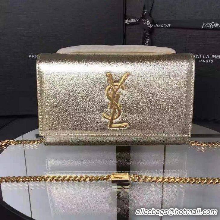 ​Grade Saint Laurent Large Monogram Tassel Satchel Shoulder Bag 354121 Glitter Metallic Light Gold