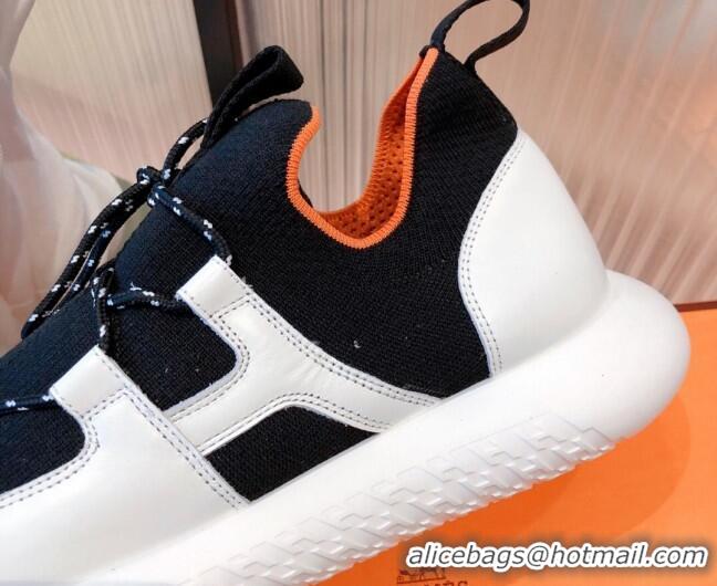 Best Price Hermes Duel Knit and Calfskin Sneakers 070942 Black